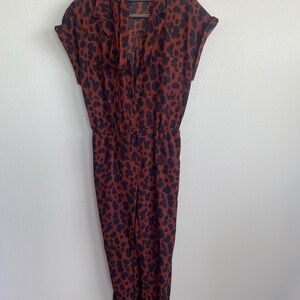 Fashion Nova Leopard Print Jumpsuit - Black and Brown
